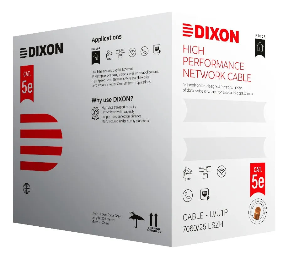 Rollo De Cable De Red Utp Dixon  Cat5E De 305 Mts Interior 7060 100% Cobre Puro