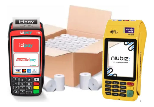 ROLLO PAPEL TERMICO 57x40MM IZIPAY VISA MASTERCARD NIUBIZ  PAQUETE X 10 UNDS