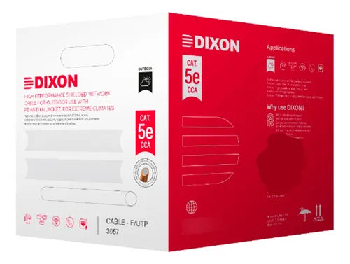 Rollo De Cable De Red Utp Dixon  Cat5E De 305 Mts Negro Uv 3057