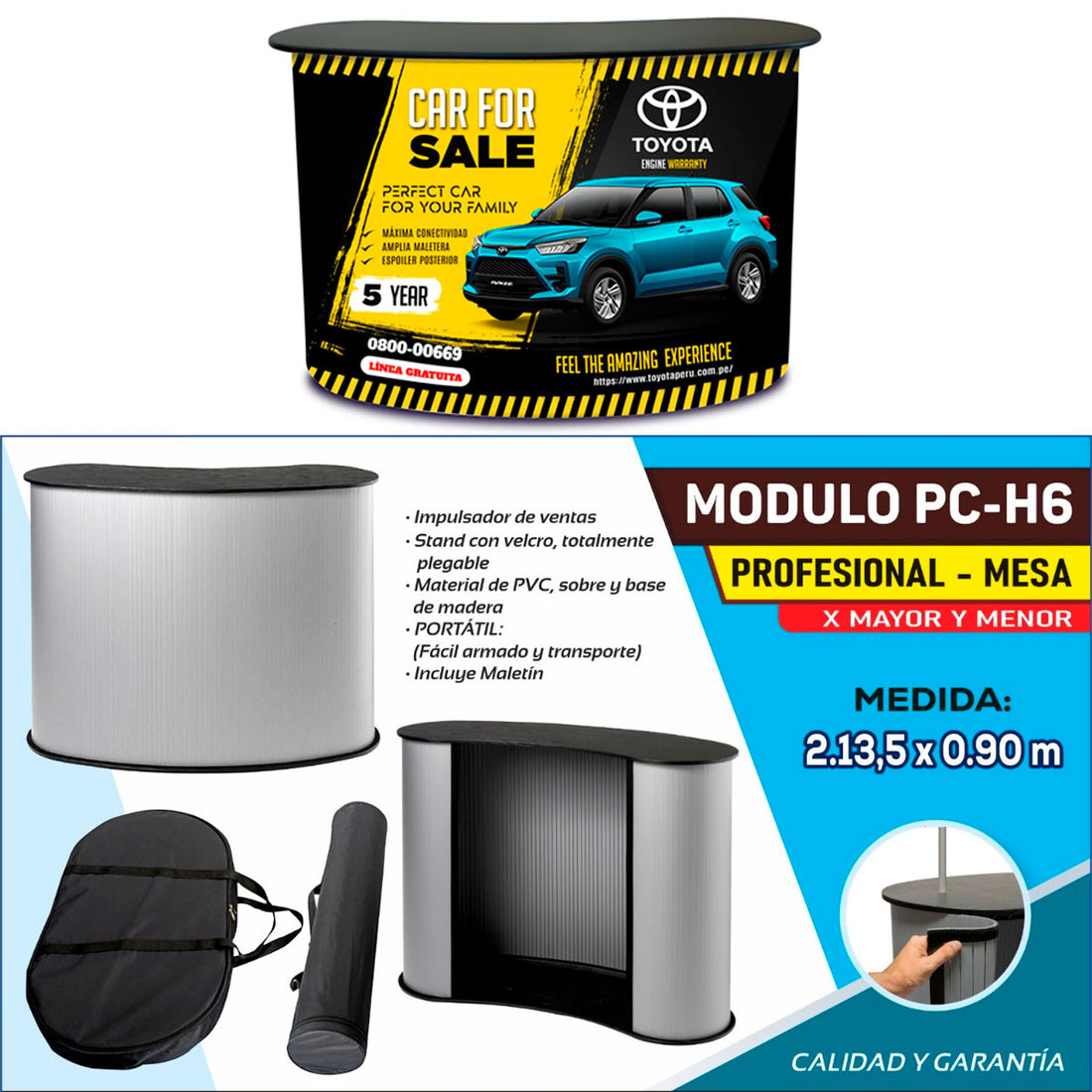 MODULO PVC PUBLICITARIO PROFESIONAL CURVO MESA 0.90X1.82 M PC-H1