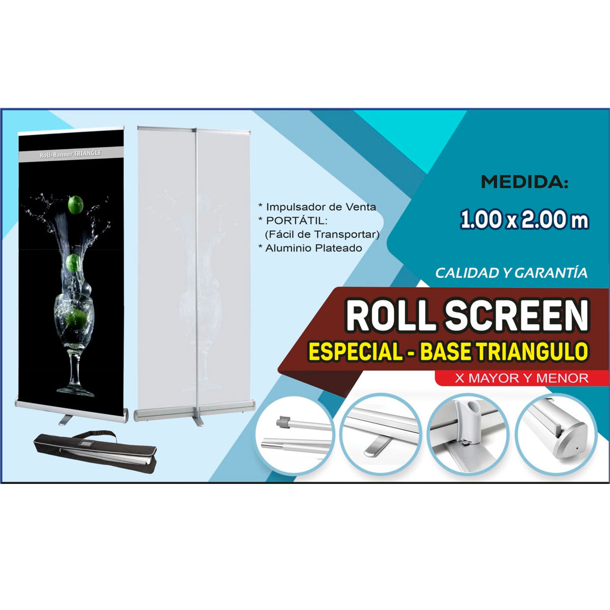 ROLL SCREEN PUBLICITARIO PREMIUM DOBLE CARA 1X2 M