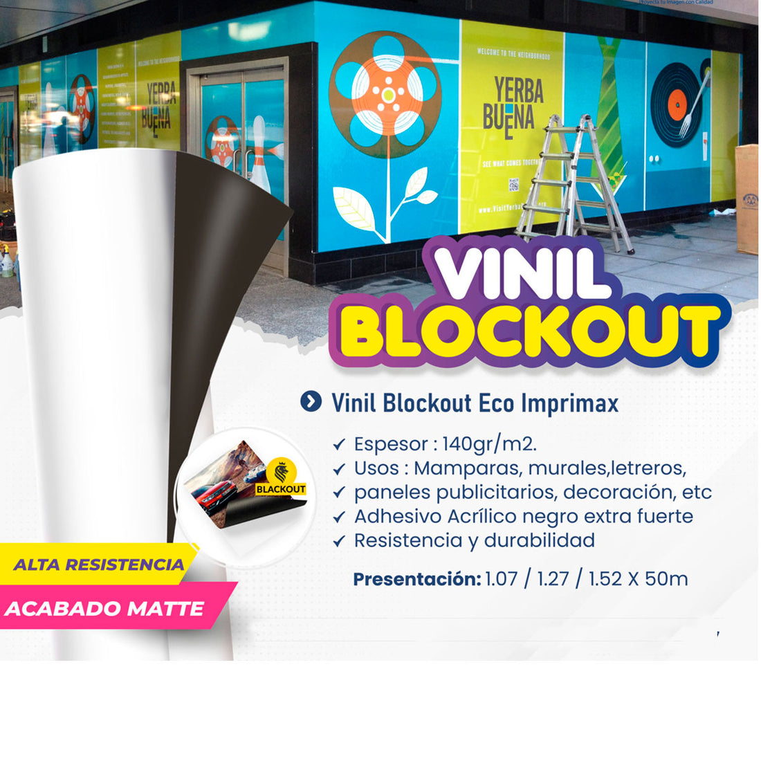 VINIL BLACKOUT 140 GRAMOS 1.54X50 M