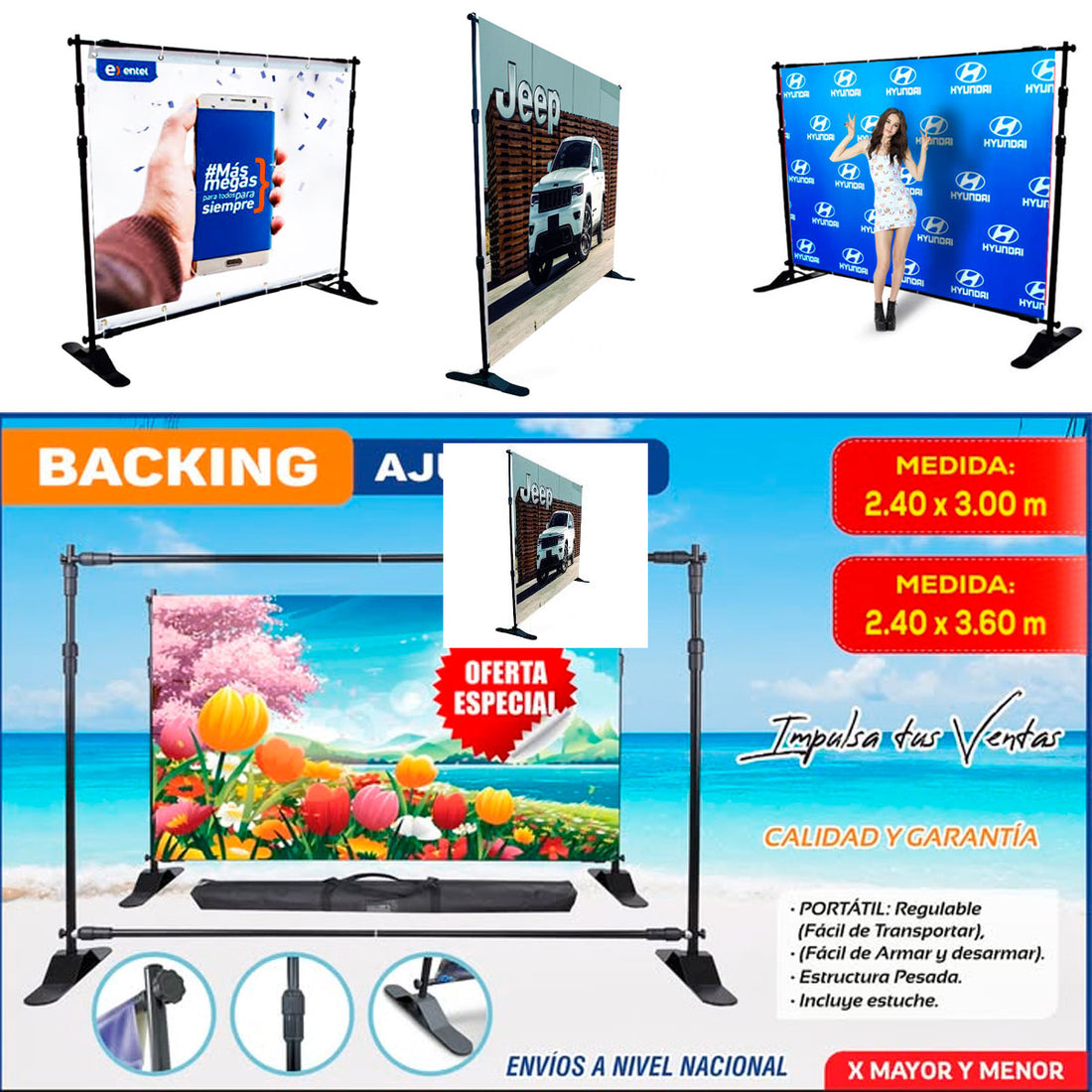 BACKING AJUSTABLE COMERCIAL 2.40X3.00 M
