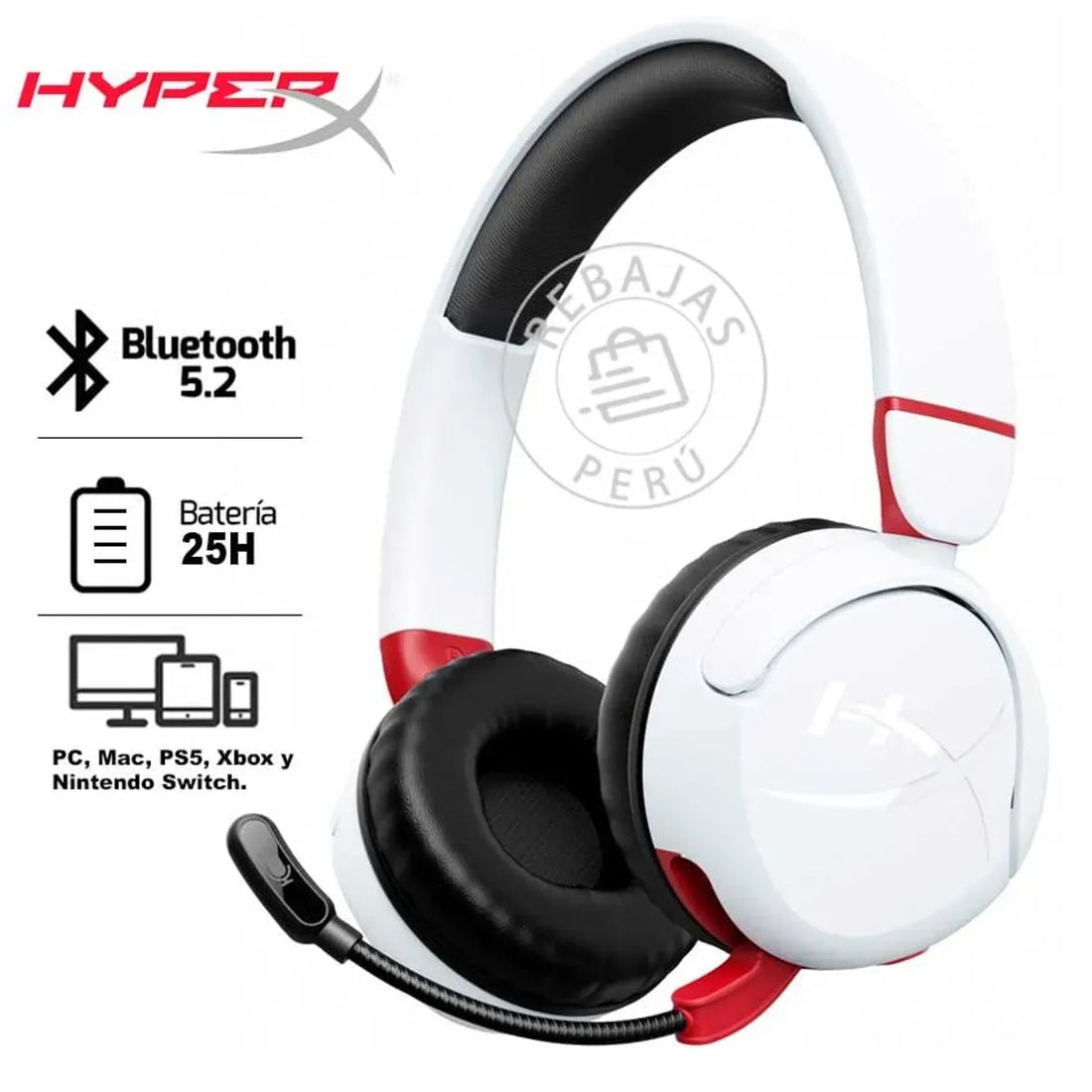 HYPERX CLOUD MINI KIDS WIRELESS (WHITE) 7G8F2AA