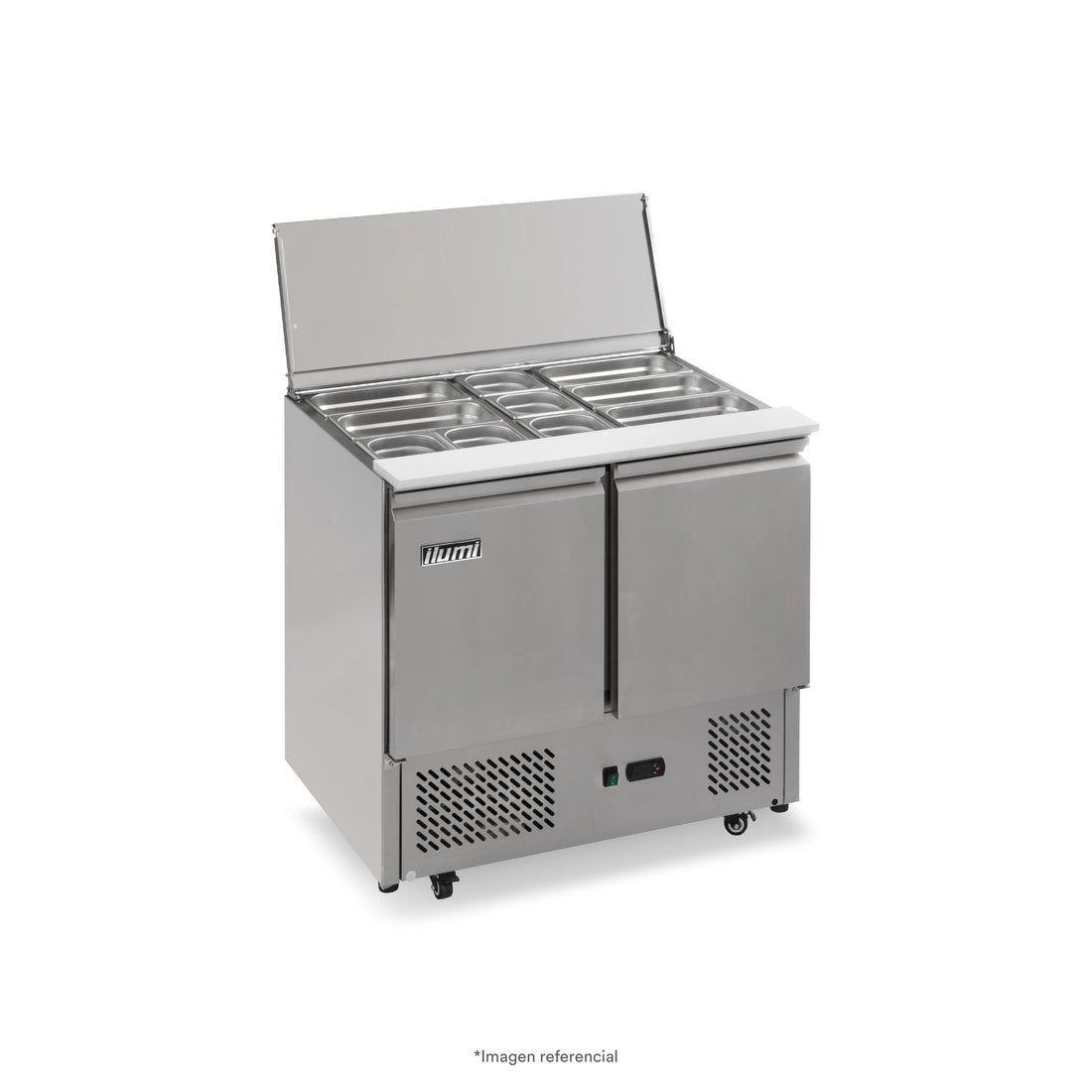 Mesa Ensaladera Refrigerada con 2 Puertas Solidas Ilumi