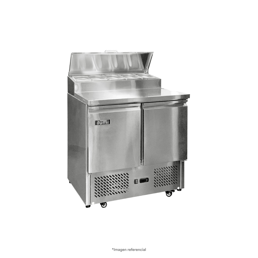 Mesa Refrigerada De Dos Puertas Con Ensaladera Ilumi
