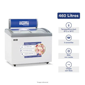 Congeladora Vidrio Corredizo 460 Litros Ilumi