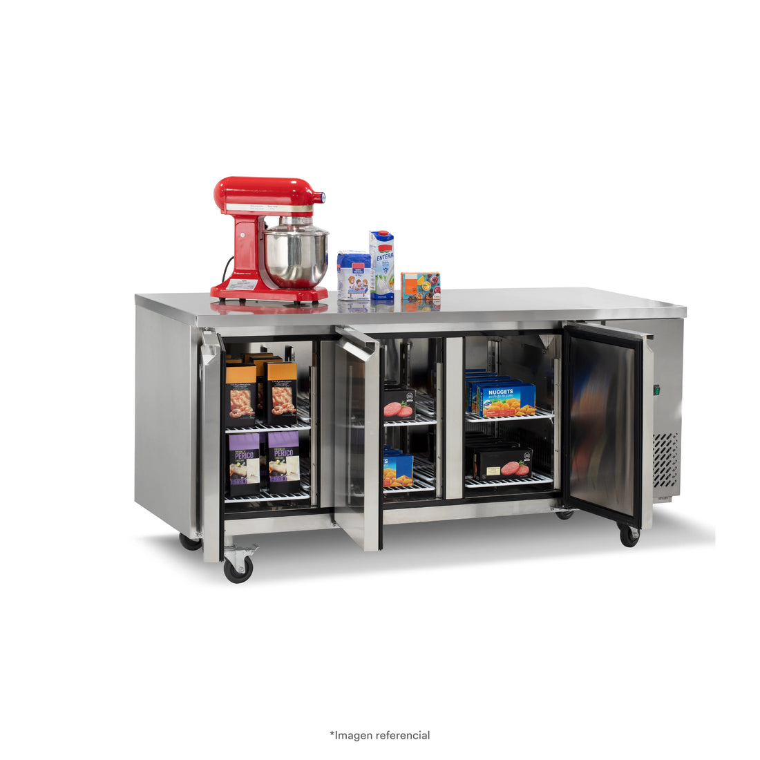 Mesa congeladora Gourmet 3 Puertas Sólidas 420Lts Ilumi
