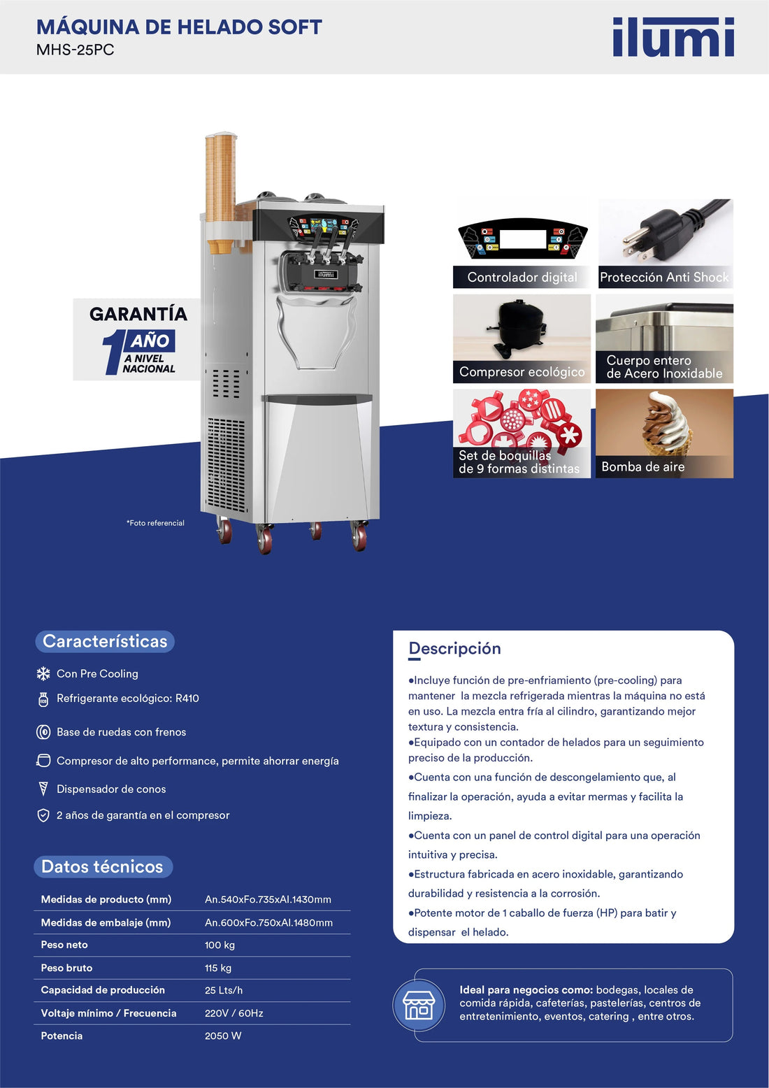 Máquina De Helados Soft De Hasta 25 Litros Por Hora Ilumi