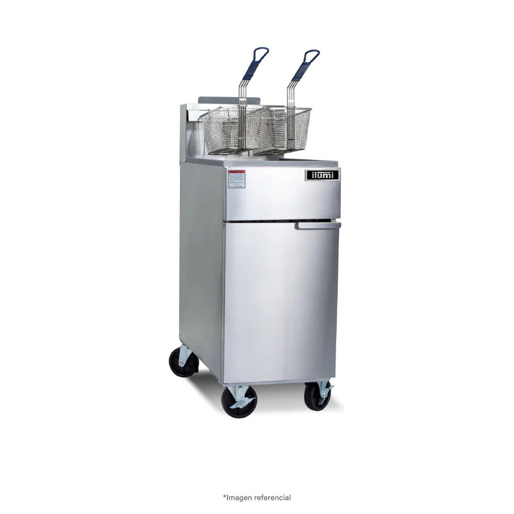 Freidora Industrial A Gas De 26.4 Lts Con 3 Quemadores Ilumi Inoxidable
