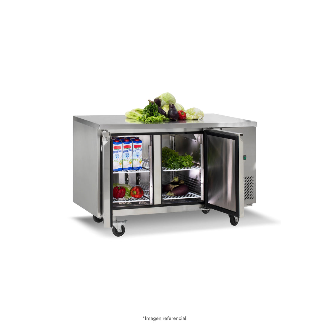 Mesa refrigerada de 280 litros con 2 puertas sólidas Ilumi