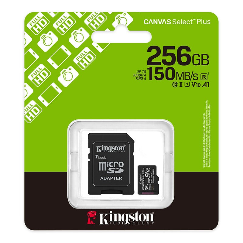 MEMORIA MICROSDHC 256GB 150MB/S C10+ADP KINGSTON (SDCS3/256GB)